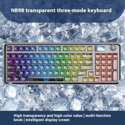 AULA F-NB98 Mechanical Keyboard 3 Mode Multi-functional Knob Custom Screen Gaming Keyboard RGB Backlit Hot Swap PC Gamer Gifts - Image 6