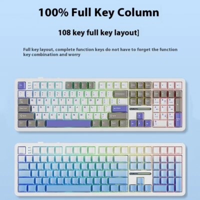 AULA F108/PRO Gaming Keyboard Mechanical RGB Hot Swappable Wireless 2.4G Polling Rate 100% Layout Hifi Switch Custom Accessories - Image 3