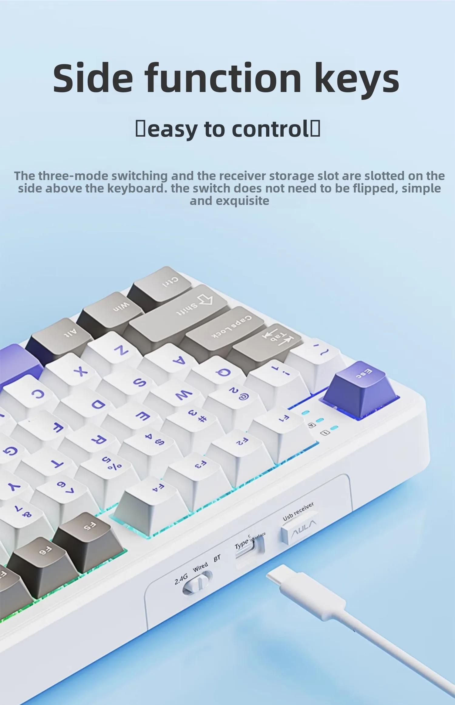 AULA F108/PRO Gaming Keyboard Mechanical RGB Hot Swappable Wireless 2.4G Polling Rate 100% Layout Hifi Switch Custom Accessories