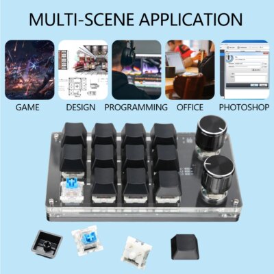 Macropad Macro Mechanical Keyboard Mini Gaming Custom Programming Knob Keypads Red Switch 3/4/6/12 Keys For PS Pr Ai An - Image 3