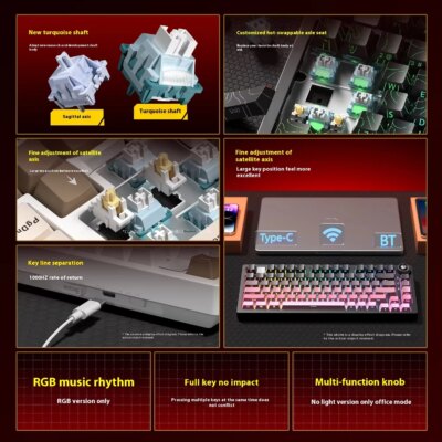 LEOBOG Hi75C Pro Hi75 Sugar65 Custom Mechanical Keyboard Aluminum Kits Hot Swap Wired Gaming Keyboard RGB Gamer Gasket Keyboard - Image 3