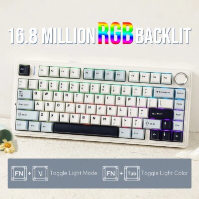 EPOMAKER x AULA F75 75% 80 Keys Hot-Swap Gasket Bluetooth 5.0/2.4G Wireless/Wired Mechanical Keyboard PBT Keycaps for Mac/Win - Image 4
