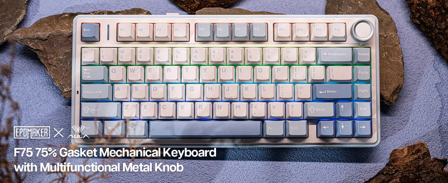 EPOMAKER x AULA F75 75% 80 Keys Hot-Swap Gasket Bluetooth 5.0/2.4G Wireless/Wired Mechanical Keyboard PBT Keycaps for Mac/Win