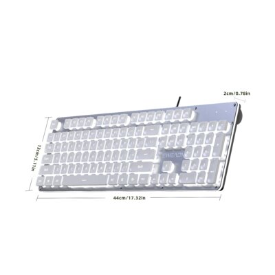 EWEADN GX710S Office Keyboard silent, All-Metal Panel 104 Keys Wired with Water Drop Keycaps, for Game and Office White & Black - Image 6