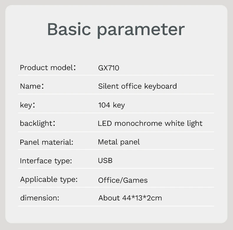 EWEADN GX710S Office Keyboard silent, All-Metal Panel 104 Keys Wired with Water Drop Keycaps, for Game and Office White & Black
