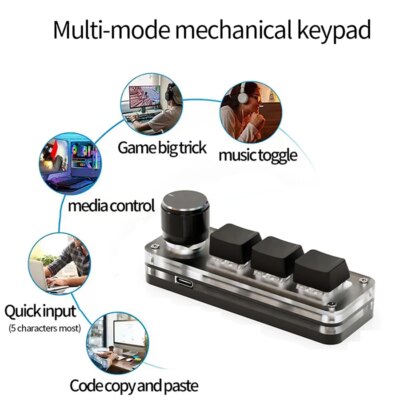 Macro Mechanical Keyboard RGB Mini Gaming Custom Programming Knob Keypads 3 Keys For Photoshop - Image 3