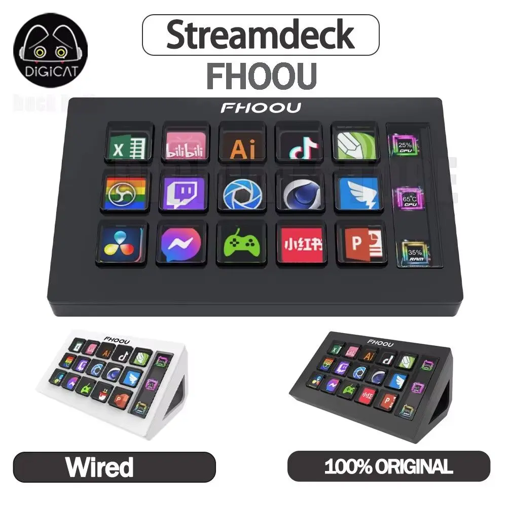StreamDeck Mini Visual Keyboard LCD Button 15Keys Live Content Creation Controller Custom Button For Windows/MacOS Kryboard Gift
