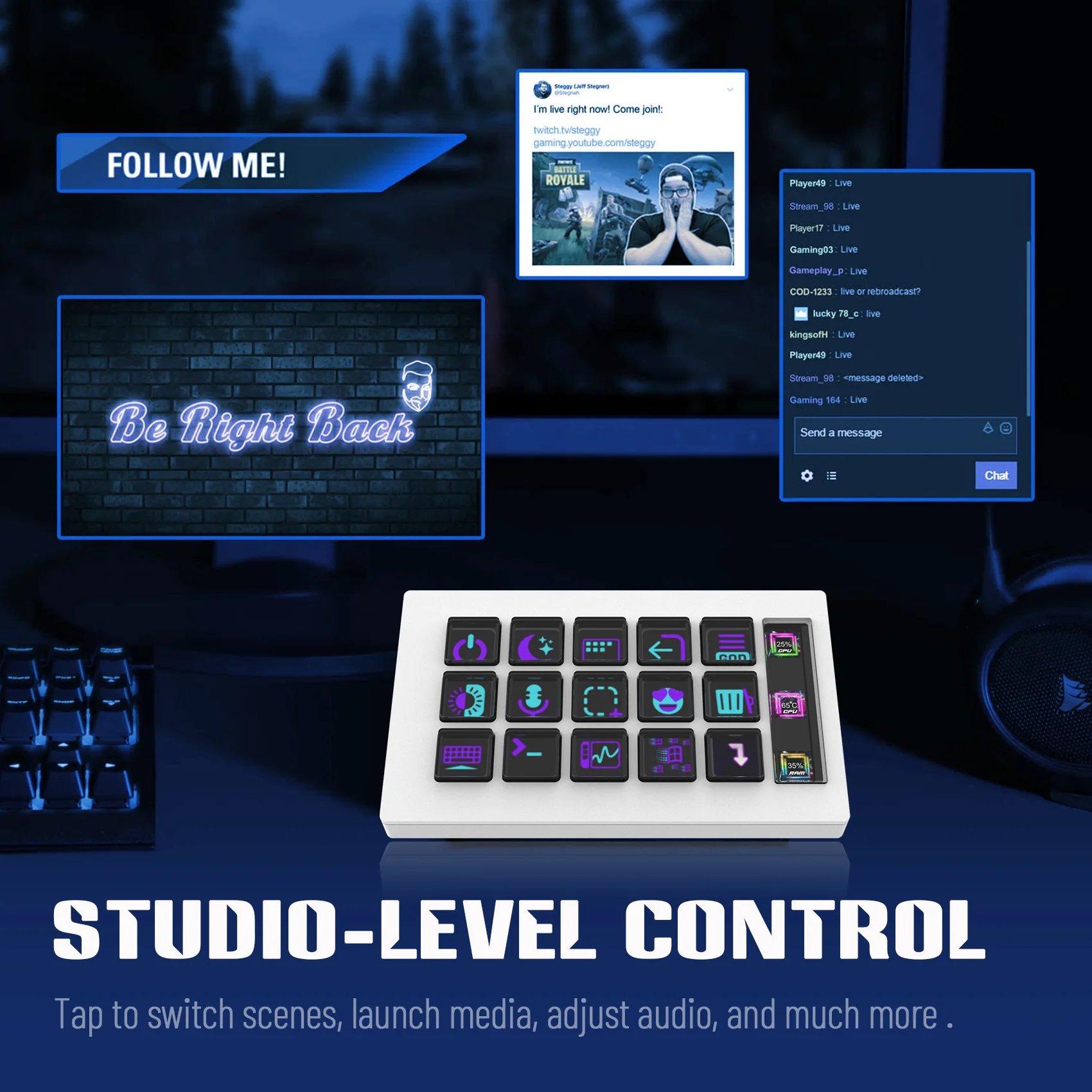StreamDeck Mini Visual Keyboard LCD Button 15Keys Live Content Creation Controller Custom Button For Windows/MacOS Kryboard Gift