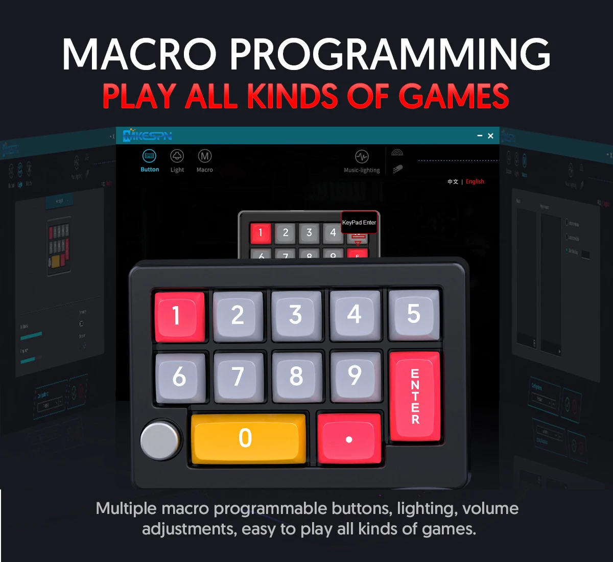 13 Key Macro Programmable Fully Hot Swappable Mechanical Switch 7 Color RGB Light Gaming Mini Keyboard