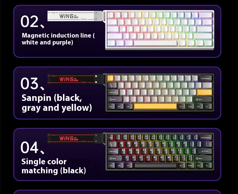 Aula Win60 Win68 He Magnetic Switch Keyboard 8k Wired Custom Rgb Hot Swap Rt Esports Gamer Mechanical Keyboard For Pc Gift