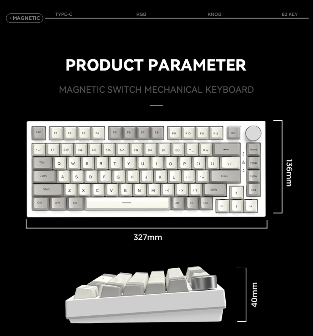 K85 E-Sports Magnetic Switch Mechanical Keyboard Customized PBT Keycaps RGB Adjustable Trigger Aluminum Wired Low-Latency Gaming