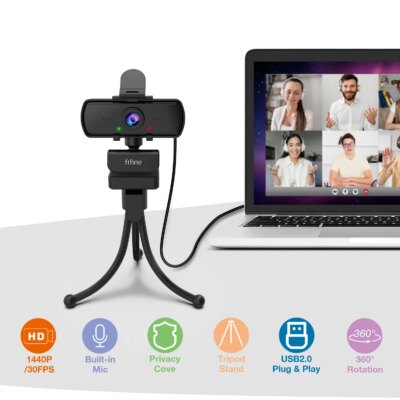 FIFINE 1440p Full HD PC Webcam with Microphone, tripod, for USB Desktop & Laptop,Live Streaming Webcam for Video Calling-K420 - Image 4
