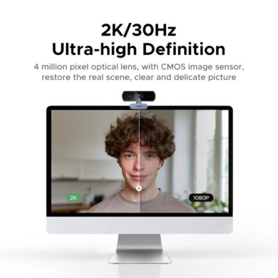 UGREEN 2K Webcam with Microphone, Full HD USB Web Camera, Adjustable FOV, Auto Light Correction, Video Webcam for Streaming - Image 2