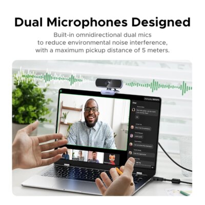 UGREEN 2K Webcam with Microphone, Full HD USB Web Camera, Adjustable FOV, Auto Light Correction, Video Webcam for Streaming - Image 3