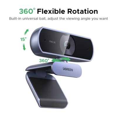 UGREEN 2K Webcam with Microphone, Full HD USB Web Camera, Auto Light Correction, Video Webcam for Streaming - Image 6