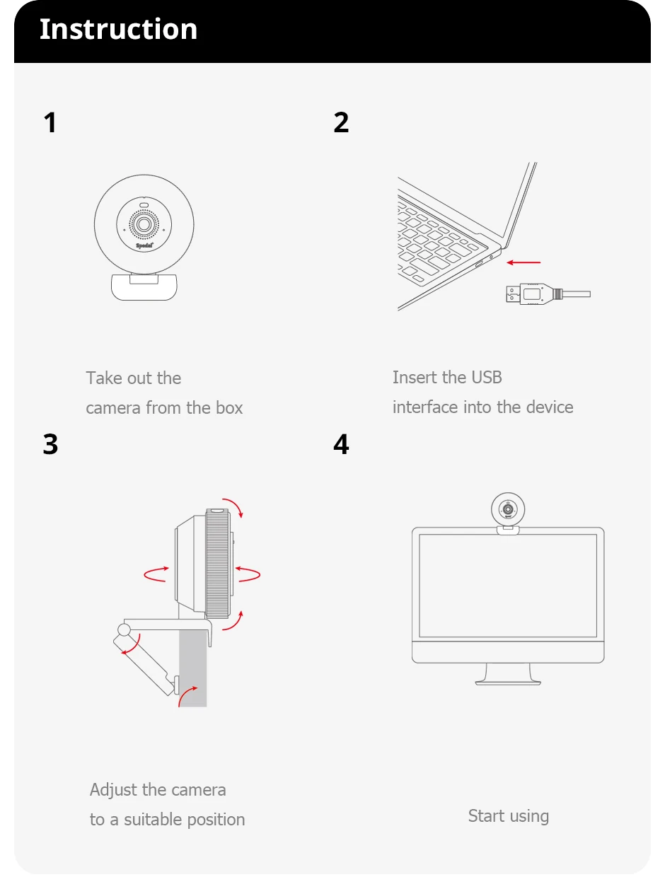 Spedal 931 HD 4K 30Fps 120 Wide Angle Webcam Wtih Microphone Remote Control Streaming PC Conferencin Windows Mac Linux Spedal 931 HD 4K 30Fps 120 Wide Angle Webcam Wtih Microphone Remote Control Streaming PC Conferencin Windows Mac Linux