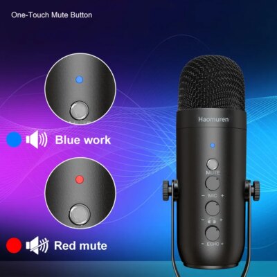 Haomuren Professional USB Streaming Podcast PC Microphone Studio Cardioid Condenser Mic Kit with Boom Arm For Recording YouTube - Image 4
