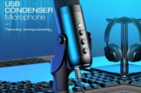 Haomuren USB Microphone for PC Mac Gaming Recording Stream Podcast, Computer Condenser Mic with Phone Adapter Headphone Output