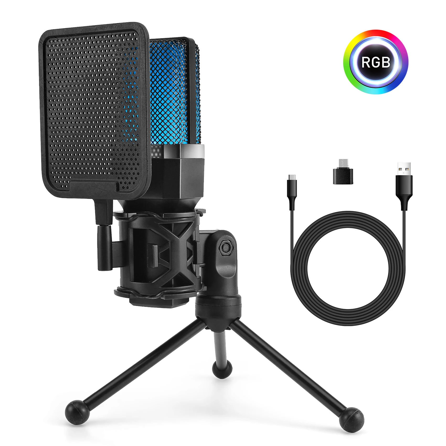 Condenser Professional Microphone Mic For PC Laptop Computer Gaming USB Wired Streaming Podcast Studio Mike Kit Gamer Accessory Condenser Professional Microphone Mic For PC Laptop Computer Gaming USB Wired Streaming Podcast Studio Mike Kit Gamer Accessory