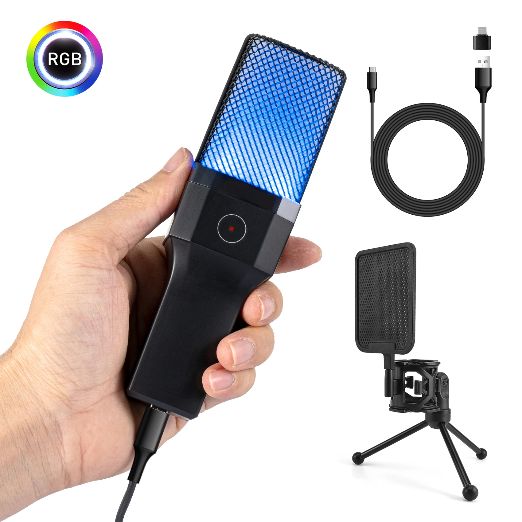 Condenser Professional Microphone Mic For PC Laptop Computer Gaming USB Wired Streaming Podcast Studio Mike Kit Gamer Accessory Condenser Professional Microphone Mic For PC Laptop Computer Gaming USB Wired Streaming Podcast Studio Mike Kit Gamer Accessory