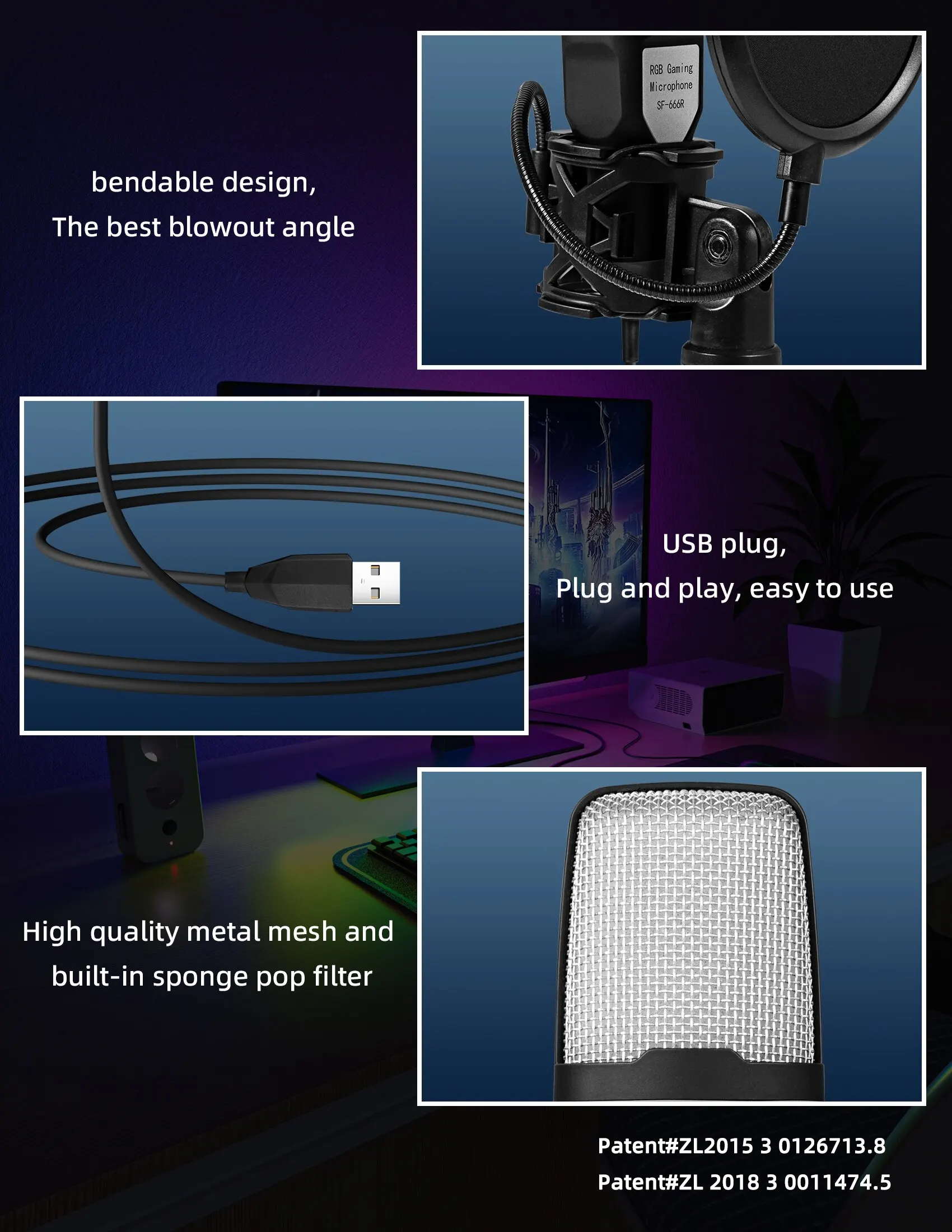Condenser Professional Microphone Mic For PC Laptop Computer Gaming USB Wired Streaming Podcast Studio Mike Kit Gamer Accessory Condenser Professional Microphone Mic For PC Laptop Computer Gaming USB Wired Streaming Podcast Studio Mike Kit Gamer Accessory