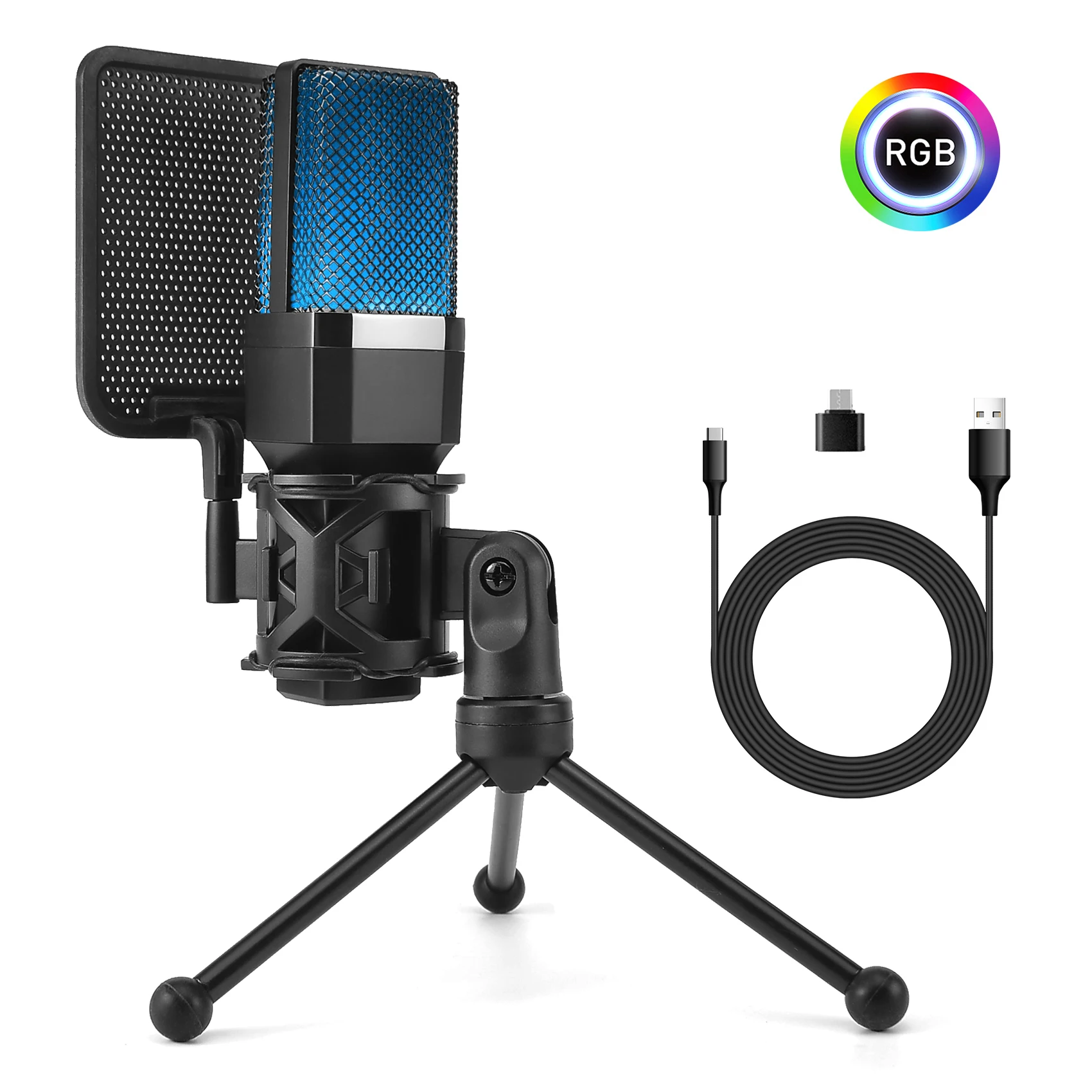 Condenser Professional Microphone Mic For PC Laptop Computer Gaming USB Wired Streaming Podcast Studio Mike Kit Gamer Accessory Condenser Professional Microphone Mic For PC Laptop Computer Gaming USB Wired Streaming Podcast Studio Mike Kit Gamer Accessory