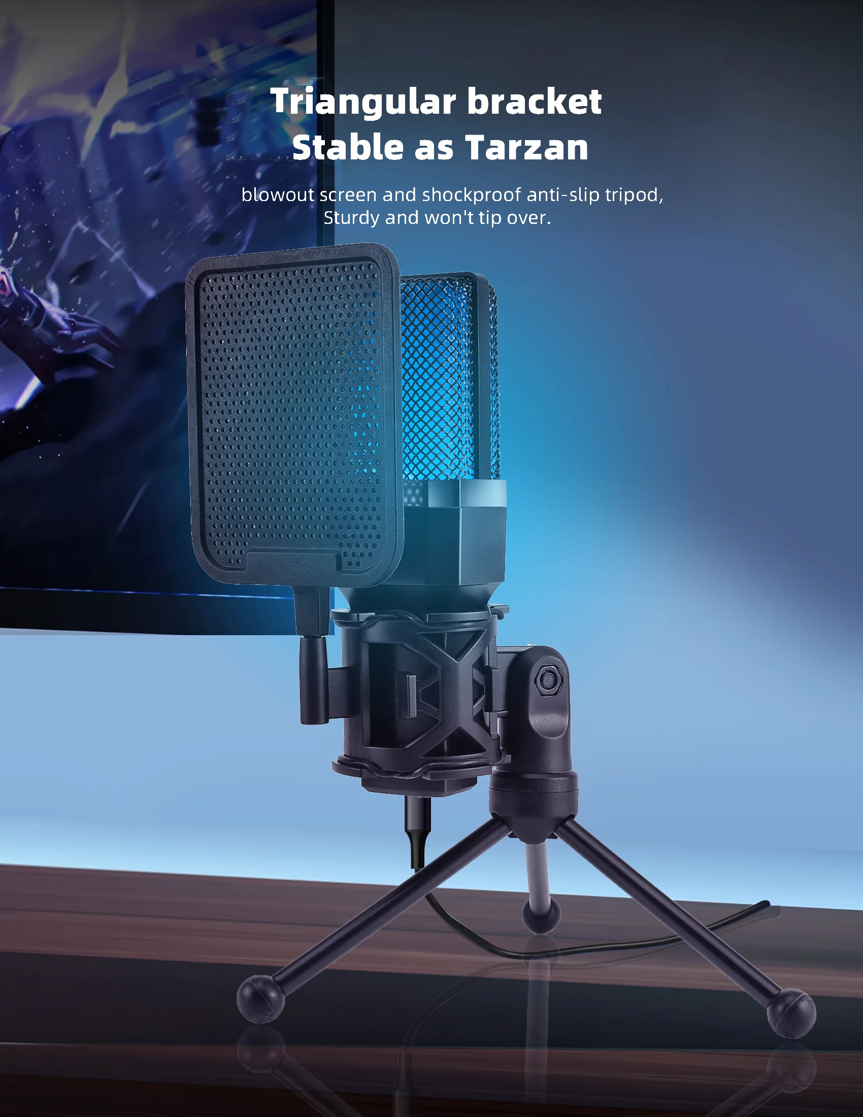 Condenser Professional Microphone Mic For PC Laptop Computer Gaming USB Wired Streaming Podcast Studio Mike Kit Gamer Accessory Condenser Professional Microphone Mic For PC Laptop Computer Gaming USB Wired Streaming Podcast Studio Mike Kit Gamer Accessory