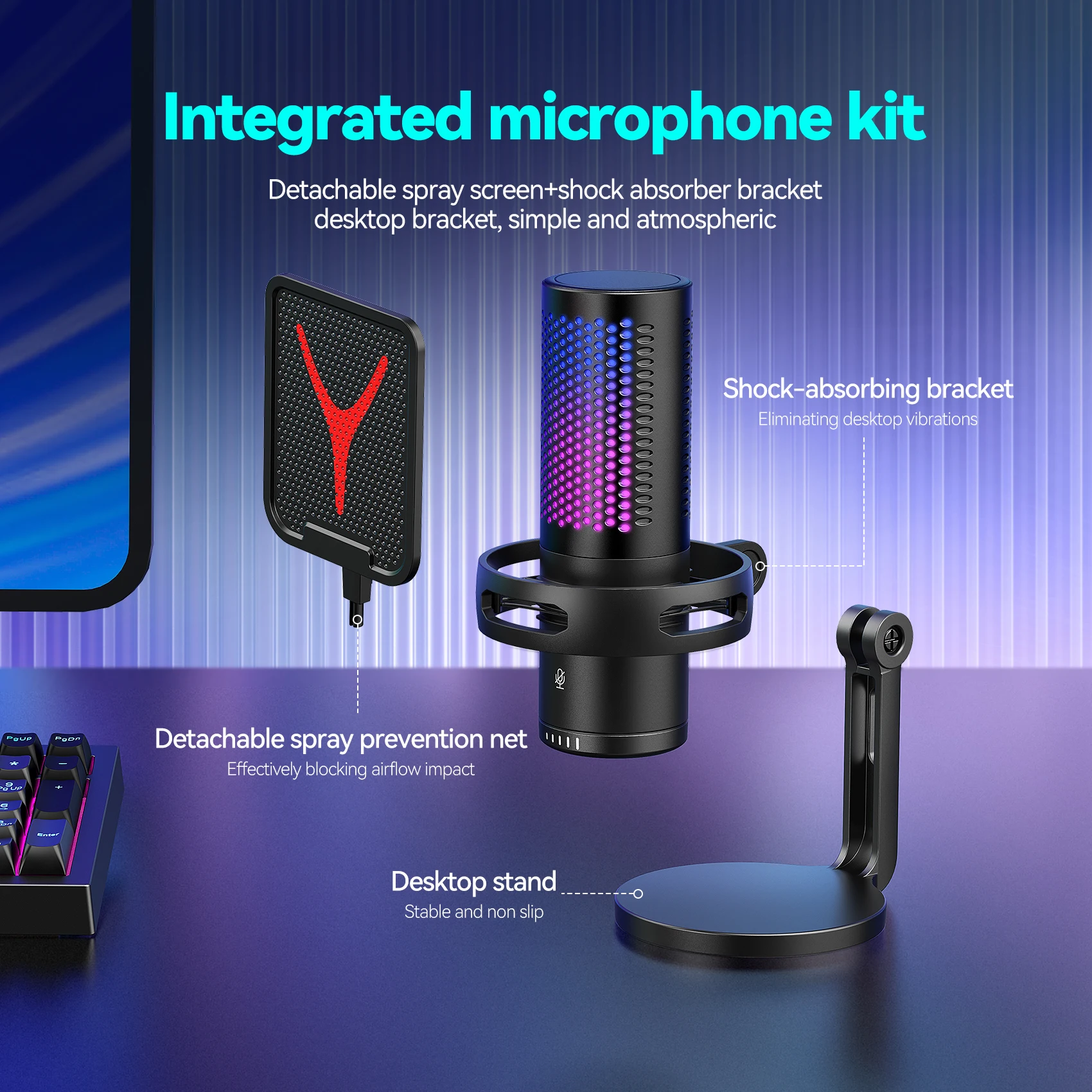 Condenser Professional Microphone Mic For PC Laptop Computer Gaming USB Wired Streaming Podcast Studio Mike Kit Gamer Accessory Condenser Professional Microphone Mic For PC Laptop Computer Gaming USB Wired Streaming Podcast Studio Mike Kit Gamer Accessory