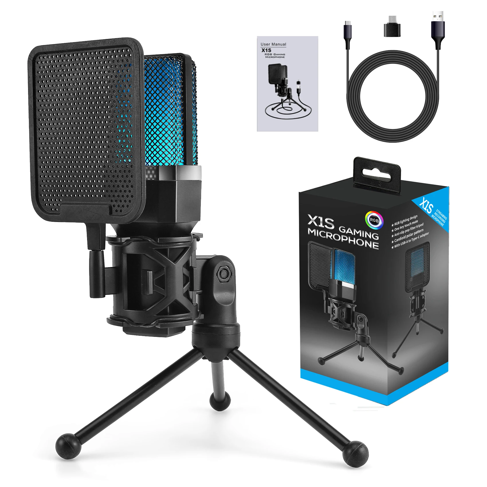 Condenser Professional Microphone Mic For PC Laptop Computer Gaming USB Wired Streaming Podcast Studio Mike Kit Gamer Accessory Condenser Professional Microphone Mic For PC Laptop Computer Gaming USB Wired Streaming Podcast Studio Mike Kit Gamer Accessory