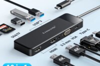 Lemorele USB-C Hub 10Ports Docking Station USB Type C to Dual HDMI 4K 30Hz VGA USB 3.0 Adapter PD100W SD Card Reader for MacBook