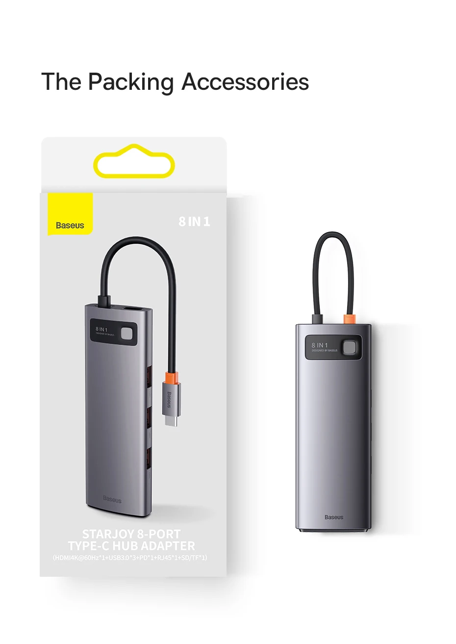 Baseus 4K 60Hz USB C Hub Type C to Ethernet Port PD 100W Adapter for Macbook Pro USB 3.0 Hub Laptop Tablet Accessories Baseus 4K 60Hz USB C Hub Type C to Ethernet Port PD 100W Adapter for Macbook Pro USB 3.0 Hub Laptop Tablet Accessories