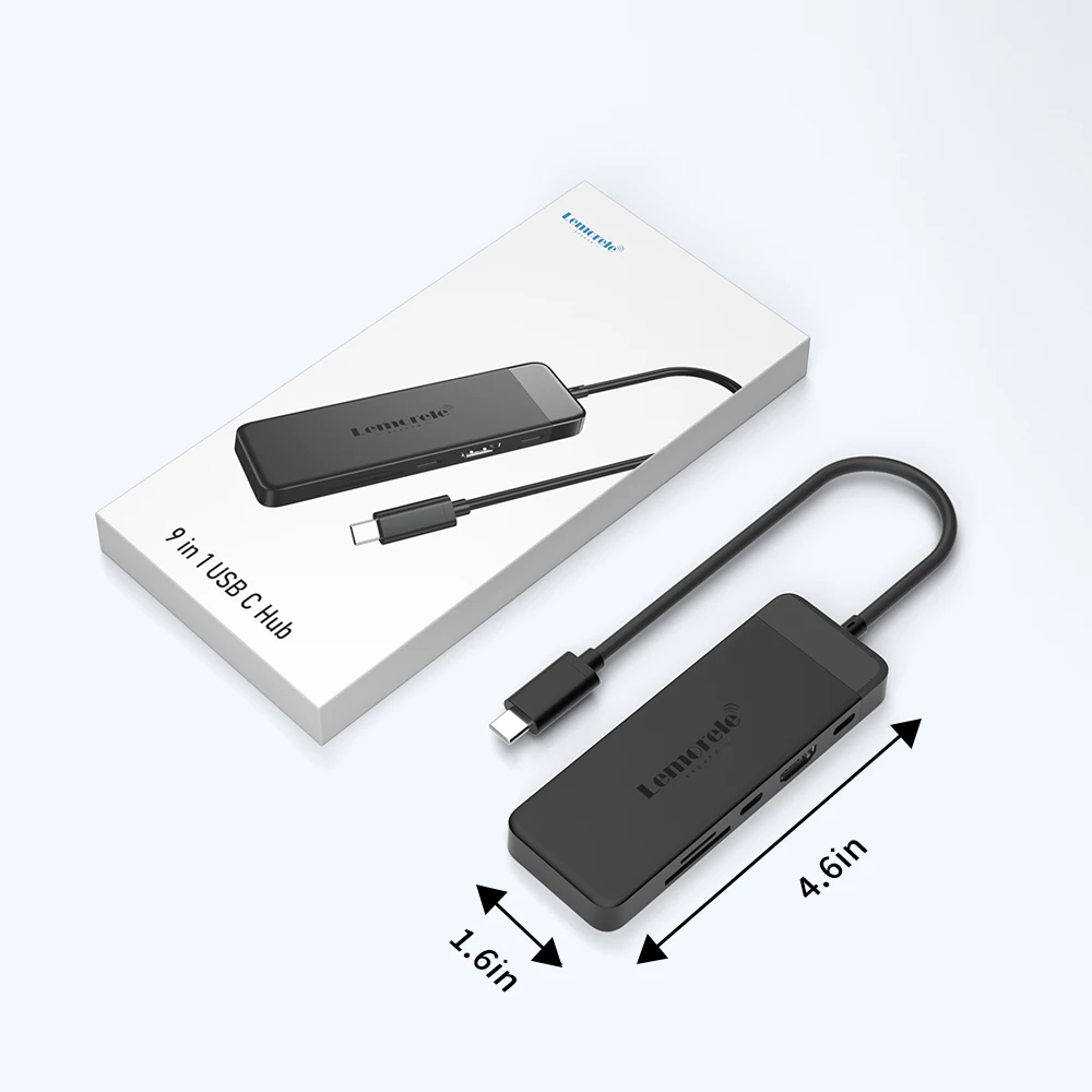 Lemorele 9 Ports TC92 USB C Hub Type C Docking Station Adapter 4K 30Hz HDMI 100W PD with SD/TF Card Slot For Macbook Laptop