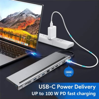 MZX 12 in 1 Docking Station MST USB Hub Type C Multi Multi-hub Concentrator A HDMI-compatible Adapter Dock for Macbook Laptop - Image 5