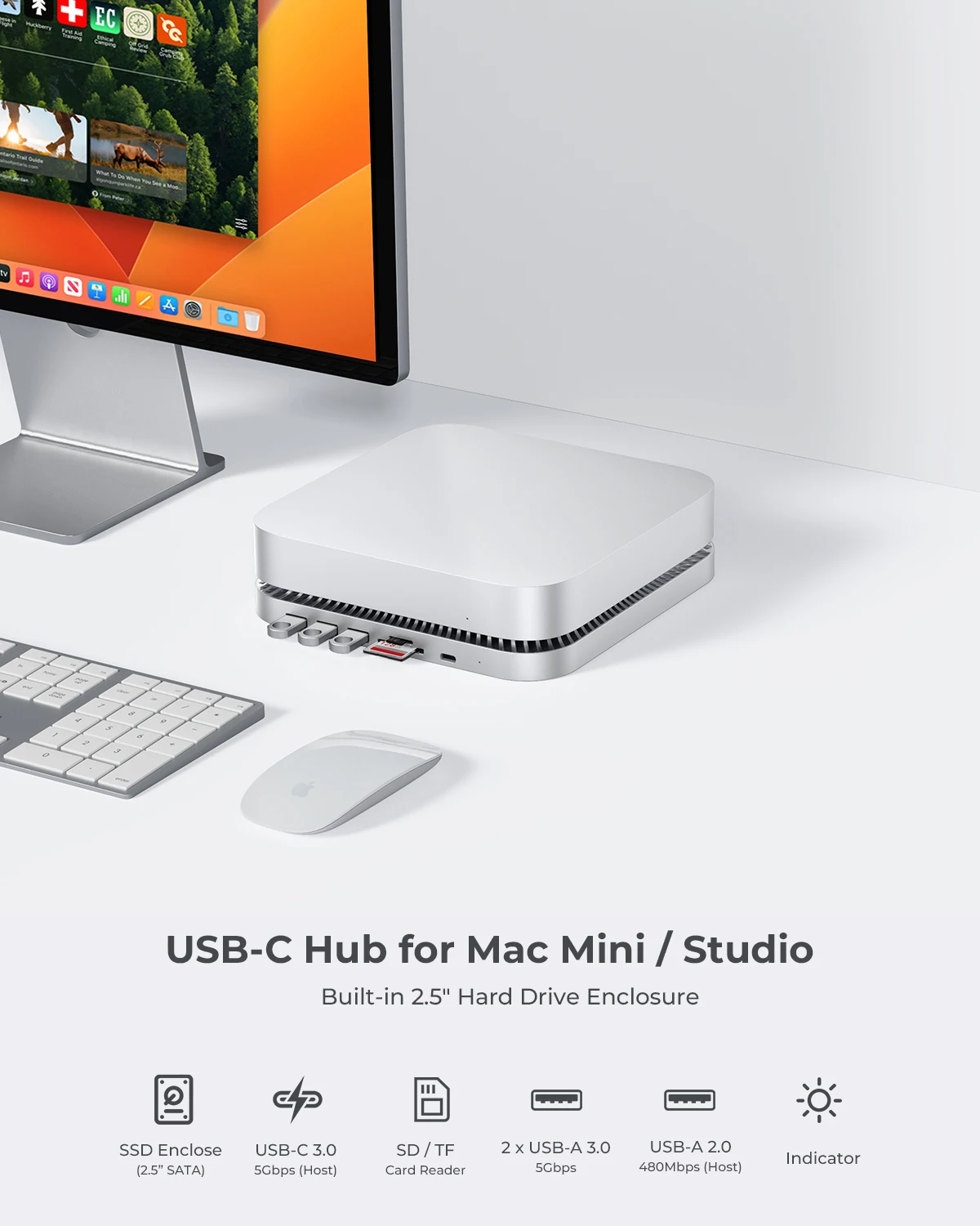 RayCue USB C Docking Station for Mac Mini Hard Drive 7 in 1 Hub HDD SATA Enclosure SD TF Card Reader USB 3.0 for Mac Studio Dock RayCue USB C Docking Station for Mac Mini Hard Drive 7 in 1 Hub HDD SATA Enclosure SD TF Card Reader USB 3.0 for Mac Studio Dock