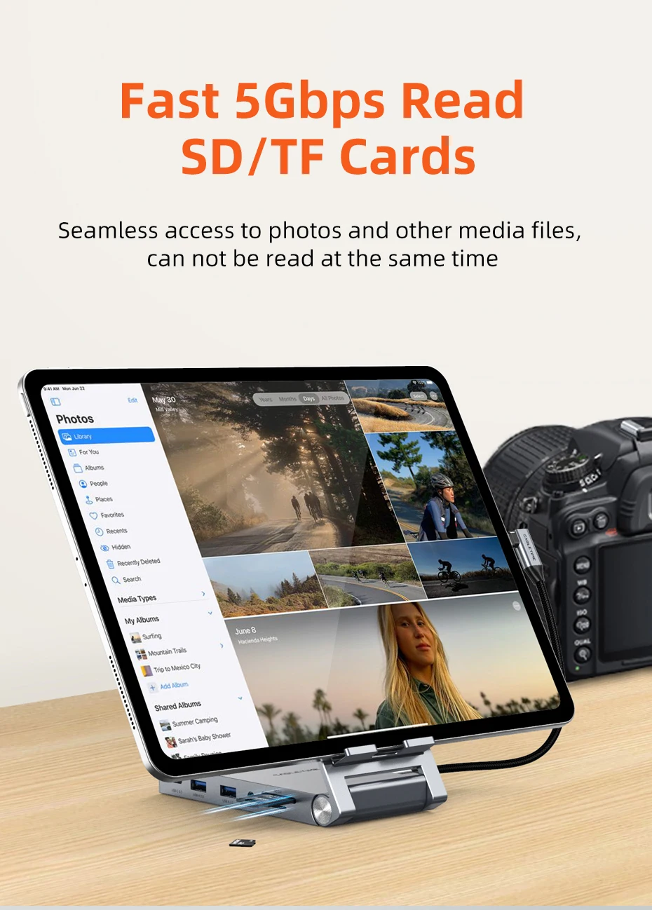 CABLETIME 8 IN 1 USB C Hub Stand Dock Foldable Stand HDMI 4K 60Hz PD100W USB C HUB For IPad Pro Android Tablet iPhone15 Pro Max CABLETIME 8 IN 1 USB C Hub Stand Dock Foldable Stand HDMI 4K 60Hz PD100W USB C HUB For IPad Pro Android Tablet iPhone15 Pro Max