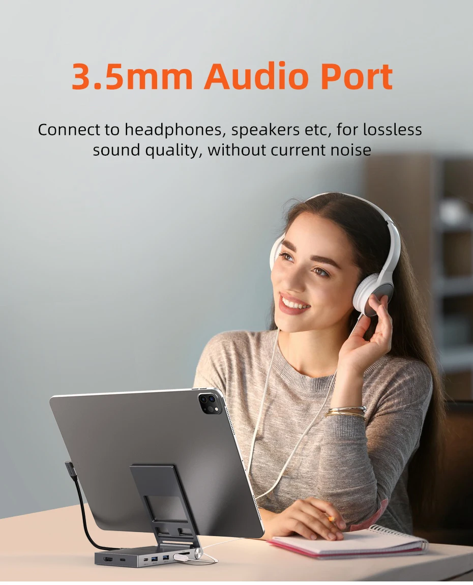 CABLETIME 8 IN 1 USB C Hub Stand Dock Foldable Stand HDMI 4K 60Hz PD100W USB C HUB For IPad Pro Android Tablet iPhone15 Pro Max CABLETIME 8 IN 1 USB C Hub Stand Dock Foldable Stand HDMI 4K 60Hz PD100W USB C HUB For IPad Pro Android Tablet iPhone15 Pro Max