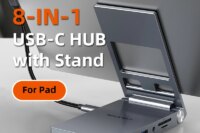 CABLETIME 8 IN 1 USB C Hub Stand Dock Foldable Stand HDMI 4K 60Hz PD100W USB C HUB For IPad Pro Android Tablet iPhone15 Pro Max
