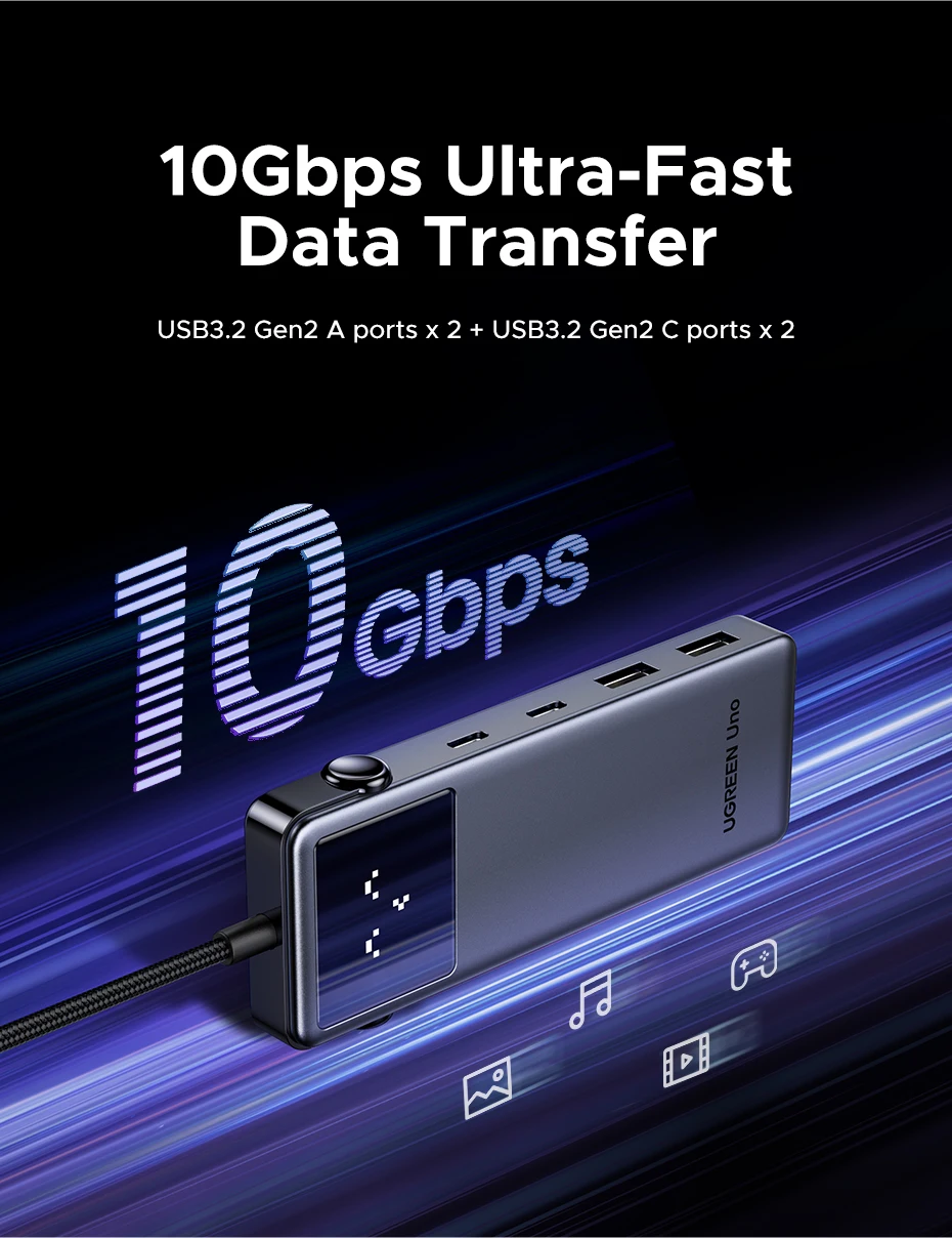 UGREEN Uno USB C HUB 6-in-1 4K60Hz PD100W 10Gbps USB3.2 Splitter Adapter for Laptop Macbook Pro Air USB Expander Docking Station UGREEN Uno USB C HUB 6-in-1 4K60Hz PD100W 10Gbps USB3.2 Splitter Adapter for Laptop Macbook Pro Air USB Expander Docking Station