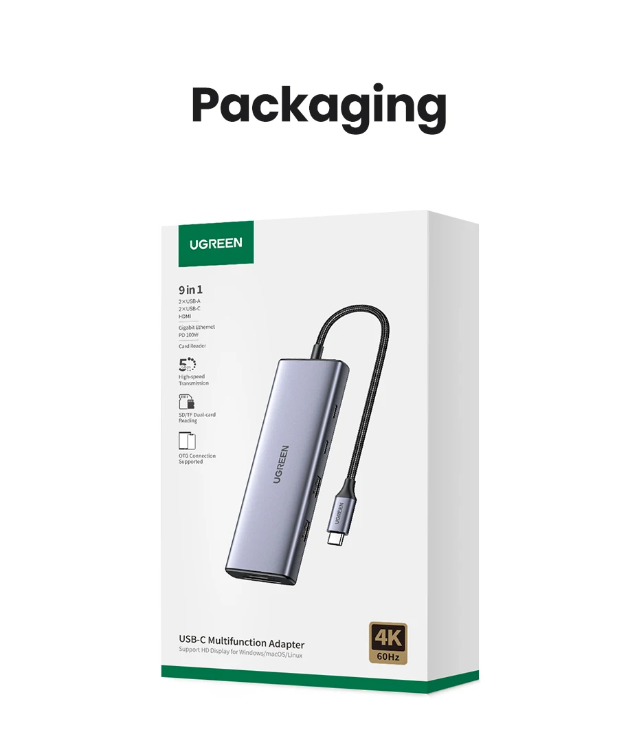 UGREEN USB C HUB 4K60Hz HDMI Adapter USB C to USB3.0 PD100W SD&TF for MacBook Pro Air Laptop Type C 3.1 Splitter Docking Station UGREEN USB C HUB 4K60Hz HDMI Adapter USB C to USB3.0 PD100W SD&TF for MacBook Pro Air Laptop Type C 3.1 Splitter Docking Station