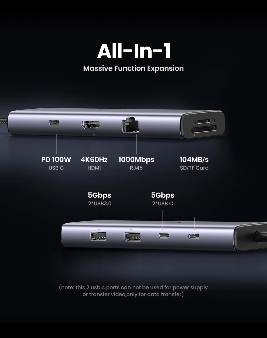 UGREEN USB C HUB 4K60Hz HDMI Adapter USB C to USB3.0 PD100W SD&TF for MacBook Pro Air Laptop Type C 3.1 Splitter Docking Station UGREEN USB C HUB 4K60Hz HDMI Adapter USB C to USB3.0 PD100W SD&TF for MacBook Pro Air Laptop Type C 3.1 Splitter Docking Station