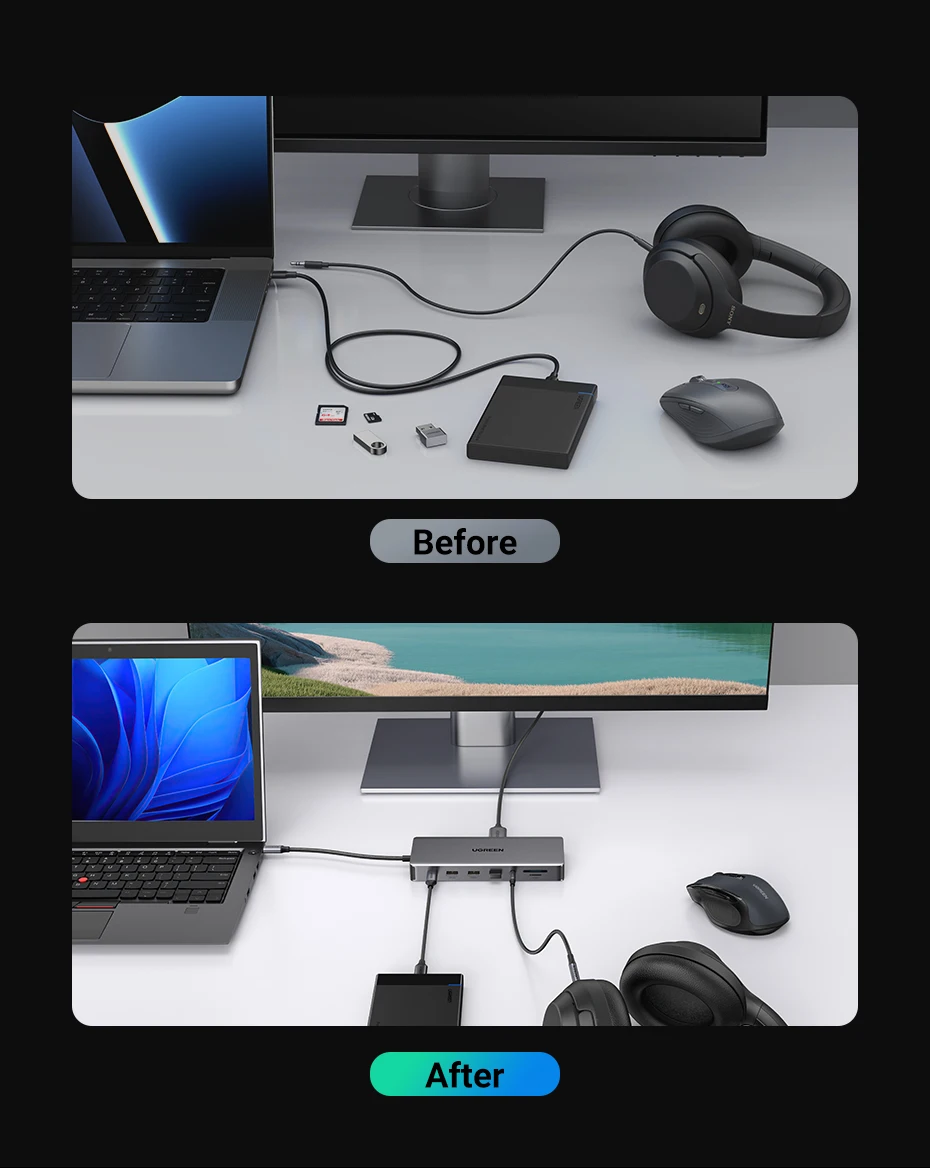 UGREEN 13-in-1 USB-C HUB Triple Display 4K Dual HDMI DP 10Gbps USB3.2 PD100W SD/TF Docking Station for MacBook Pro Air Dell XPS UGREEN 13-in-1 USB-C HUB Triple Display 4K Dual HDMI DP 10Gbps USB3.2 PD100W SD/TF Docking Station for MacBook Pro Air Dell XPS