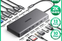 UGREEN 13-in-1 USB-C HUB Triple Display 4K Dual HDMI DP 10Gbps USB3.2 PD100W SD/TF Docking Station for MacBook Pro Air Dell XPS