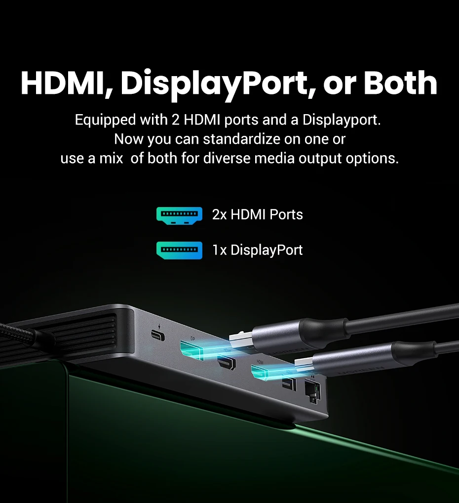 UGREEN 13-in-1 USB-C HUB Triple Display 4K Dual HDMI DP 10Gbps USB3.2 PD100W SD/TF Docking Station for MacBook Pro Air Dell XPS UGREEN 13-in-1 USB-C HUB Triple Display 4K Dual HDMI DP 10Gbps USB3.2 PD100W SD/TF Docking Station for MacBook Pro Air Dell XPS