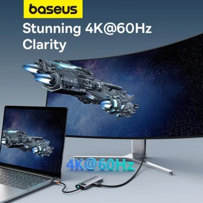 Baseus 7-in-1 Gen 2 USB C HUB 4K@60Hz HDMI 3* USB 3.0 PD 100W Type C Port SD/TF Card Reader for Macbook iPad M2 M1 Steam Deck - Image 3