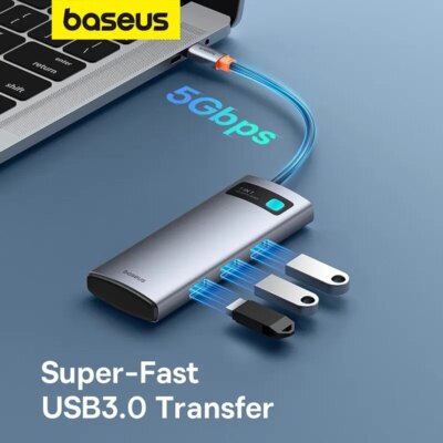 Baseus 7-in-1 Gen 2 USB C HUB 4K@60Hz HDMI 3* USB 3.0 PD 100W Type C Port SD/TF Card Reader for Macbook iPad M2 M1 Steam Deck - Image 5