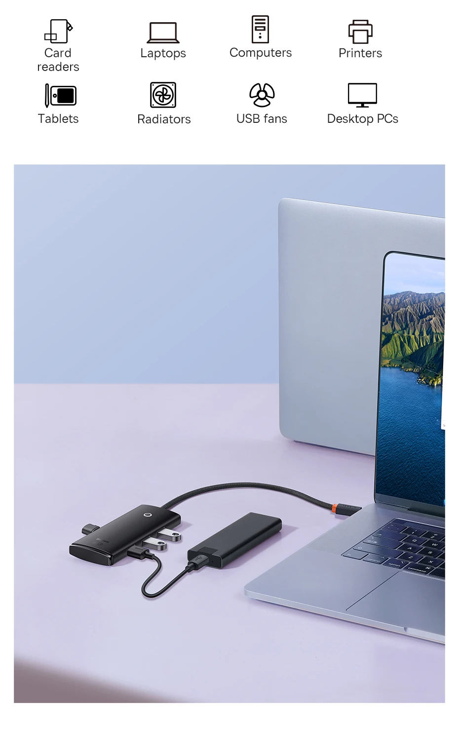 Baseus USB HUB Adapter 4 in 1 USB Type C to USB 3.0 HUB Splitter Adapter for MacBook Pro Air Huawei Mate 30 Docking Station HUB Baseus USB HUB Adapter 4 in 1 USB Type C to USB 3.0 HUB Splitter Adapter for MacBook Pro Air Huawei Mate 30 Docking Station HUB