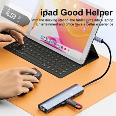 Type C HUB with Displayport,PD100W, Ethernet, 2 USB Ports, SD/TF Multiport 7-In-1 USB to DP Adapter Docking Station Dongle - Image 6