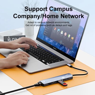 Type C HUB with Displayport,PD100W, Ethernet, 2 USB Ports, SD/TF Multiport 7-In-1 USB to DP Adapter Docking Station Dongle - Image 5