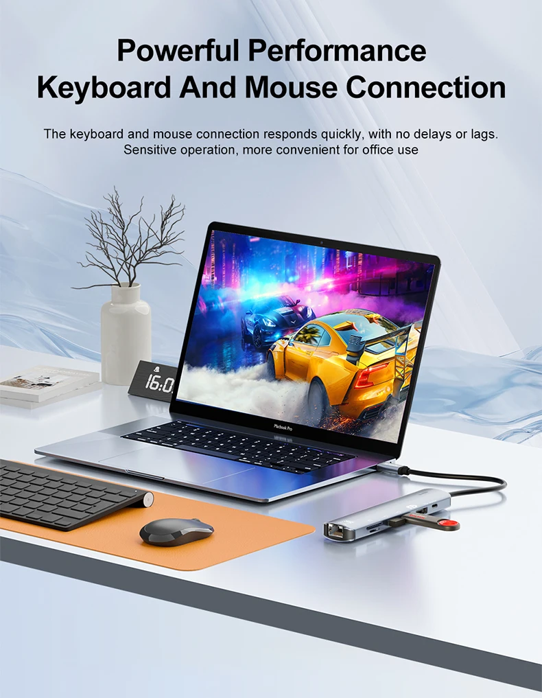 Type C HUB with Displayport,PD100W, Ethernet, 2 USB Ports, SD/TF Multiport 7-In-1 USB to DP Adapter Docking Station Dongle
