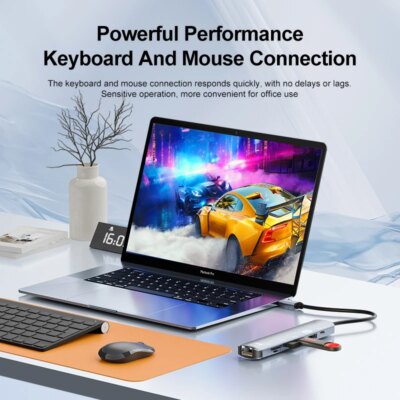 Type C HUB with Displayport,PD100W, Ethernet, 2 USB Ports, SD/TF Multiport 7-In-1 USB to DP Adapter Docking Station Dongle - Image 2